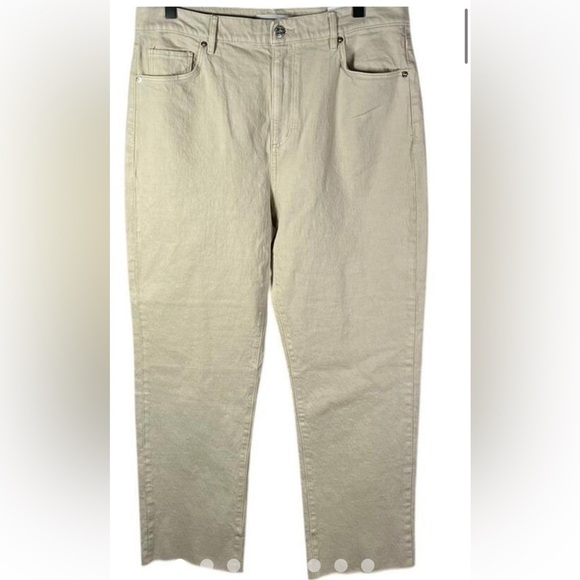 LOFT Denim - LOFT  High Waist Straight Crop Jeans Beige /Sand Size 28/6 NWT Raw Hem